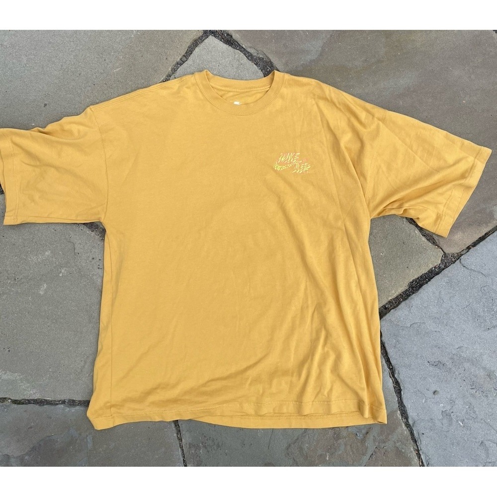 Nike Air‎ Men's Shirt L Mustard Yellow 'Just Do It' Animal Print Oversized